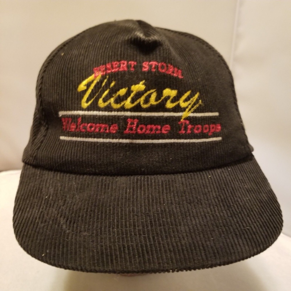 Vintage Made‎ In USA Operation Desert Storm Black SnapBack Corduroy Trucker Hat